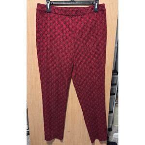 Susan‎ Graver Size 14 Women's Red Black Geometric Print Pull-On Pants
